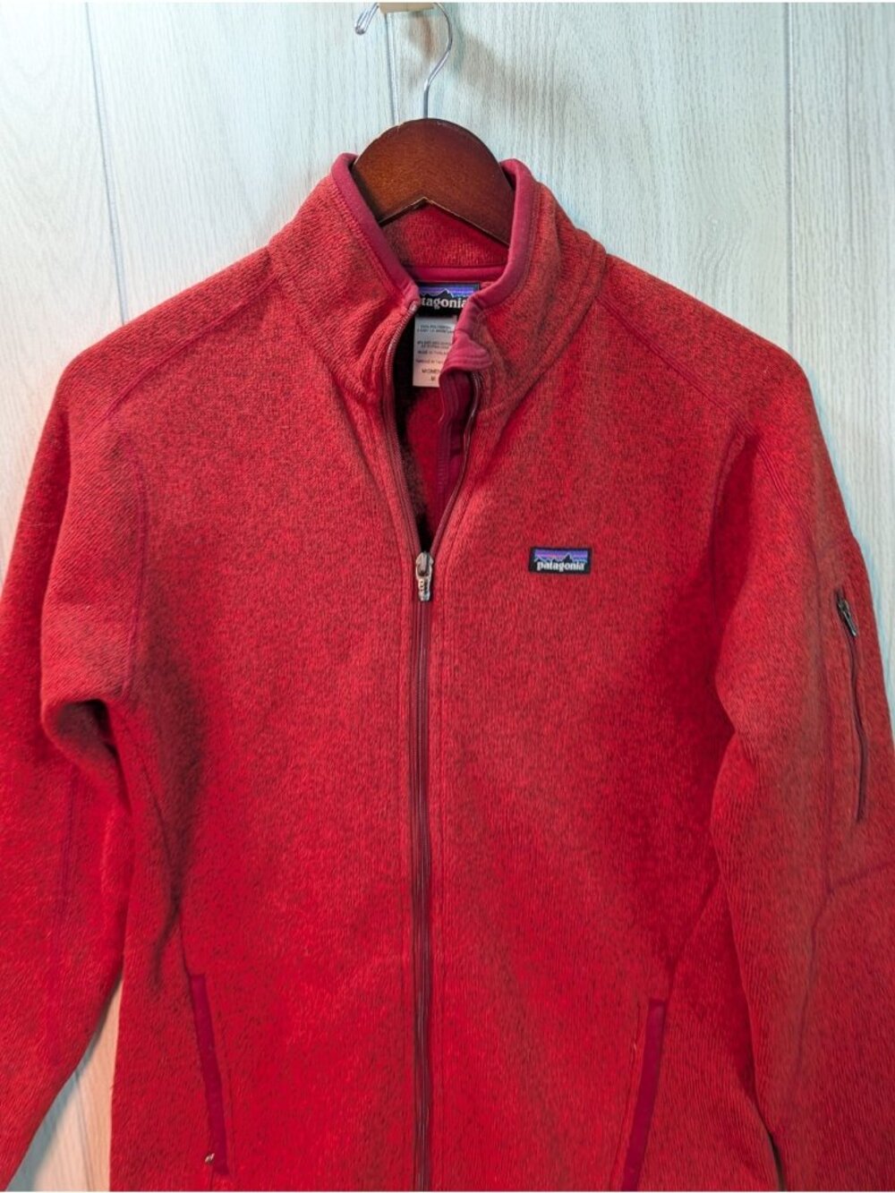 Patagonia Women's Better Sweater Jacket Red Fleece Full Zip Medium Mock Neck - Picture 2 of 6